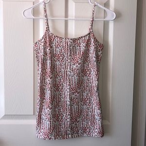 Women Small LOFT Red White Floral Spaghetti Strap